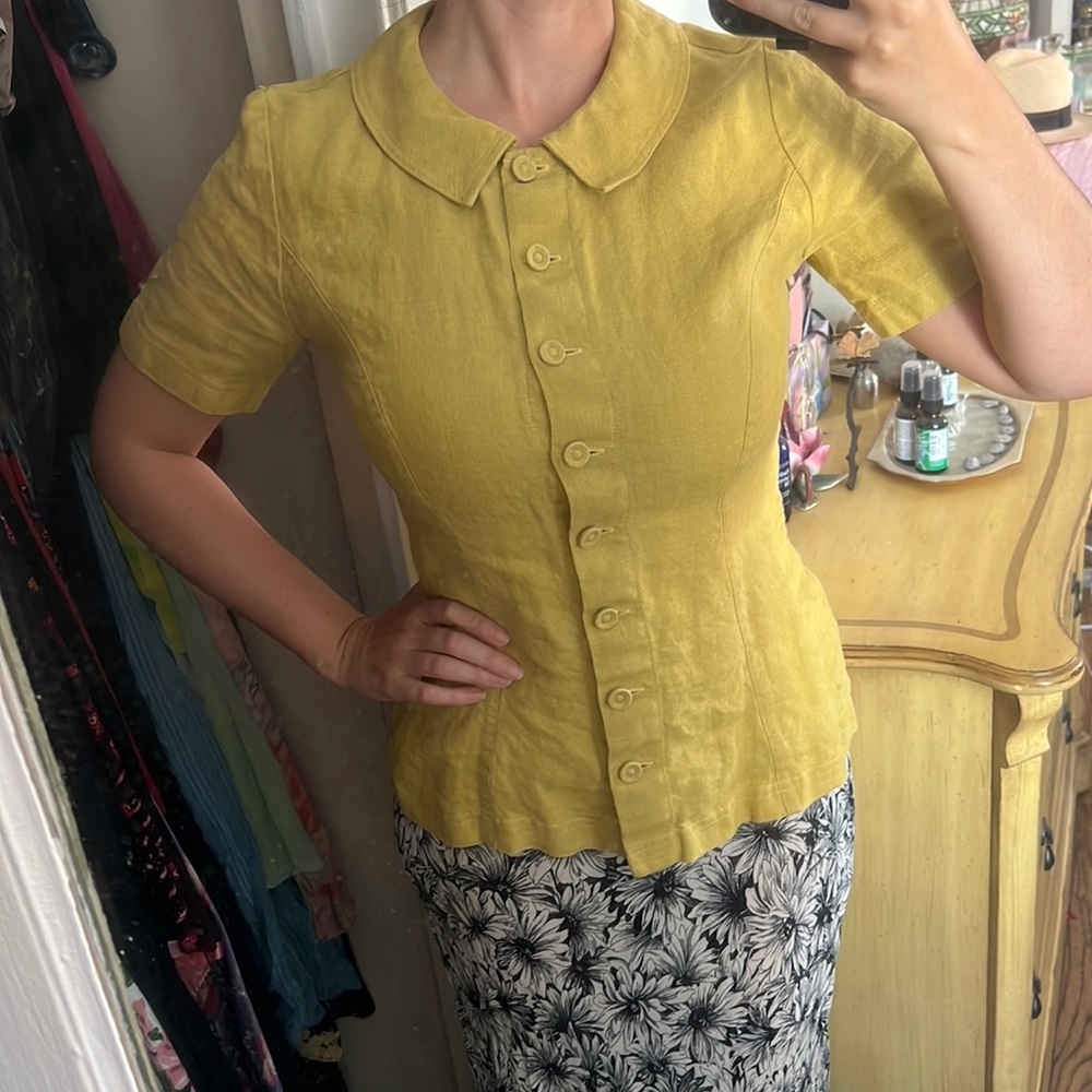 VINTAGE BETSEY JOHNSON LUXE LINEN TOP